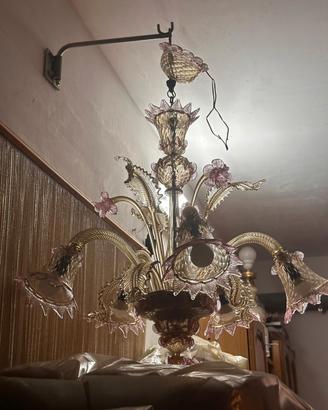 lampadario in vetro di murano colorato 