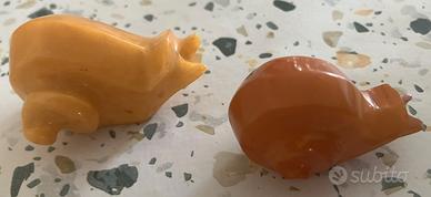 Coppia lumache in resina colore ambra/miele