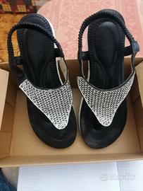 sandali infradito neri con cinturino elastico 39