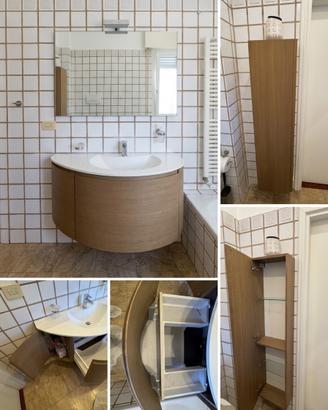 Mobile bagno con lavabo, specchio, anta cont.