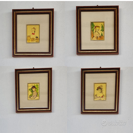 Quartetto Quadretti Vintage 18x16 cm Stile Rococò