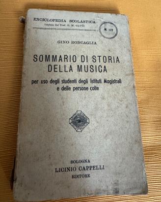 Libro antico Sommario di Storia della Musica