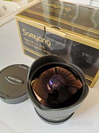 obbiettivo samyang 8mm attacco canon