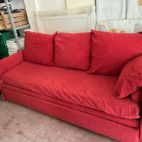 Divano letto 3 posti rosso