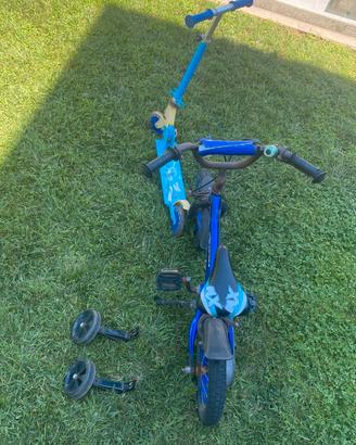 bicicletta ruote 12 e monopattino per bambini