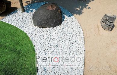 Ciottolo bianco carrara per arredo giardino