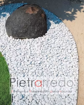 Ciottolo bianco carrara per arredo giardino