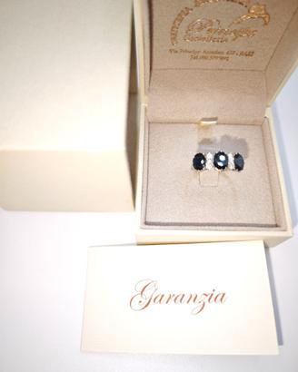 Anello trilogy con zaffiri naturali e brillanti