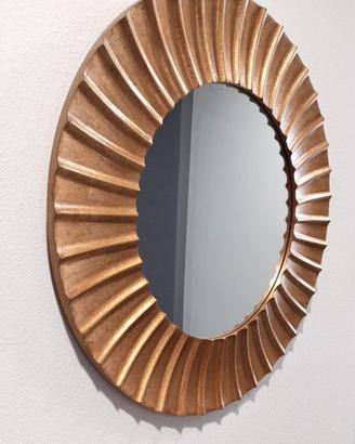 Specchio rotondo dorato effetto sole design