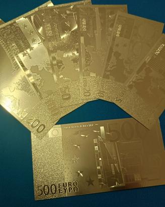 FINTE BANCONOTE LAMINATI IN ORO 7 PZ "€"A