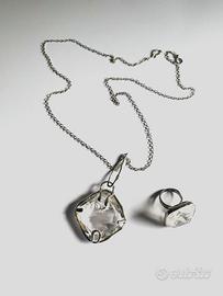 Breil Schegge collana e anello in argento e quarzo