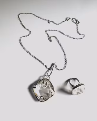 Breil Schegge collana e anello in argento e quarzo