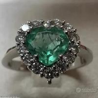 ANELLO ORO 18kt. DIAMANTI E SMERALDO COLOMBIANO