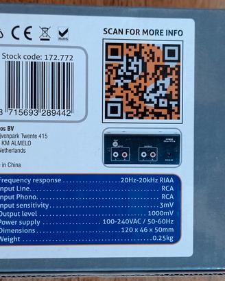 preamplificatore riia in phono-out aux 