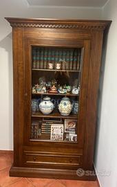 Vetrina Libreria in Legno Massello con Cassetto