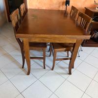 TAVOLO IN LEGNO COLOR NOCE 6 PERSONE CON 6 SEDIE