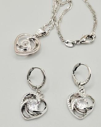 collana e orecchini argento cuore zirconia donna