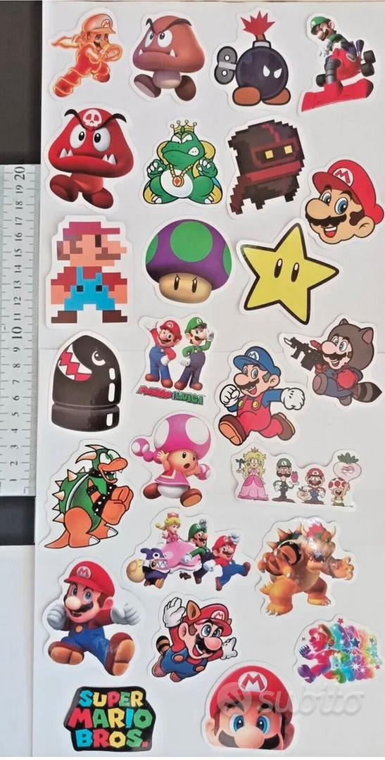 25 Adesivi stickers super Mario bros Luigi wario - Collezionismo