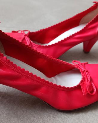 Scarpe rosse in pelle con suola in cuoio n. 36
