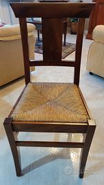 Set di 6 sedie in legno con seduta impagliata