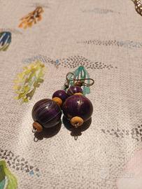 Orecchini pendenti perline legno