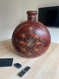 grande vaso in metallo dipinto a mano indonesia
