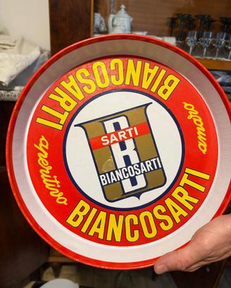 Vassoio vintage pubblicitario Biancosarti anni 70