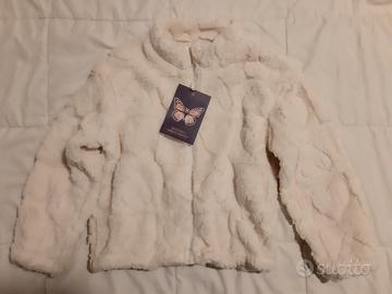giubbino pelliccia, peluche bambina tg 7/8 anni