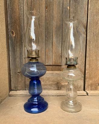 Coppia lanterne vetro lumiera lume bajour lampada