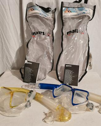 2 maschere con boccaglio + scarpette da scoglio N°