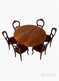Tavolo da pranzo legno massello, 6 sedie abbinate
