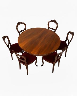Tavolo da pranzo legno massello, 6 sedie abbinate
