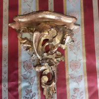 Antica Piccola Mensola Consolle Legno Intagliato L