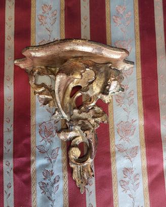 Antica Piccola Mensola Consolle Legno Intagliato L