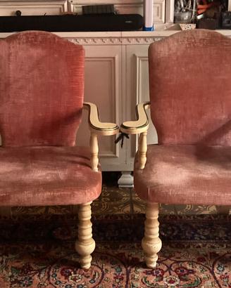 Coppia splendide poltrone vintage velluto rosa