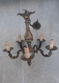 Lampadario in bronzo dorato, inizio ‘900