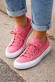 Converse All Star rosa basse – tessuto lavorato