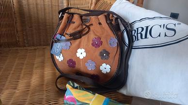 Borsa a secchiello BRIC'S pelle scamosciata cognac