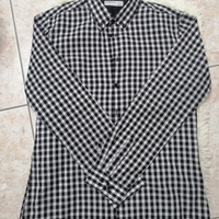 Camicia uomo con fantasia a quadri bianca e nera