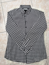 Camicia uomo con fantasia a quadri bianca e nera