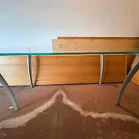 tavolo rettangolare vetro e acciaio