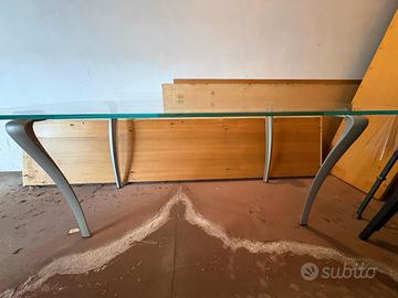 tavolo rettangolare vetro e acciaio