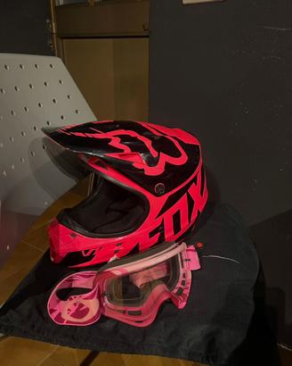 Casco Moto Cross Enduro Fox V1 MX Race + Maschera
