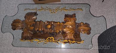 Tavolo Legno Noce Massello E Vetro Stile Barocco