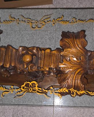 Tavolo Legno Noce Massello E Vetro Stile Barocco