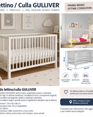 Lettino IKEA GULLIVER bianco – prima mano, ottime