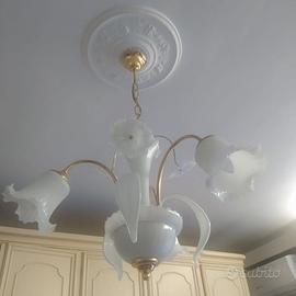 Lampadario Vintage Calla Lily in Vetro di Murano