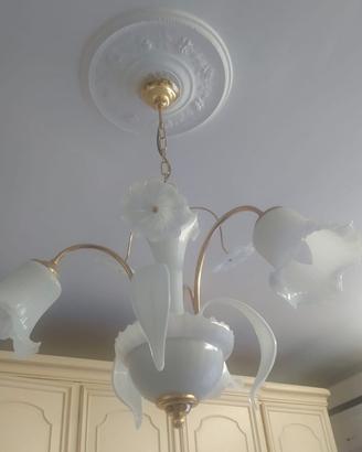 Lampadario Vintage Calla Lily in Vetro di Murano