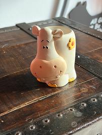 Portapenne in ceramica forma  ippopotamo