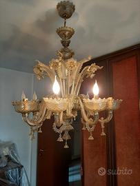 lampadario murano 8 luci color beige